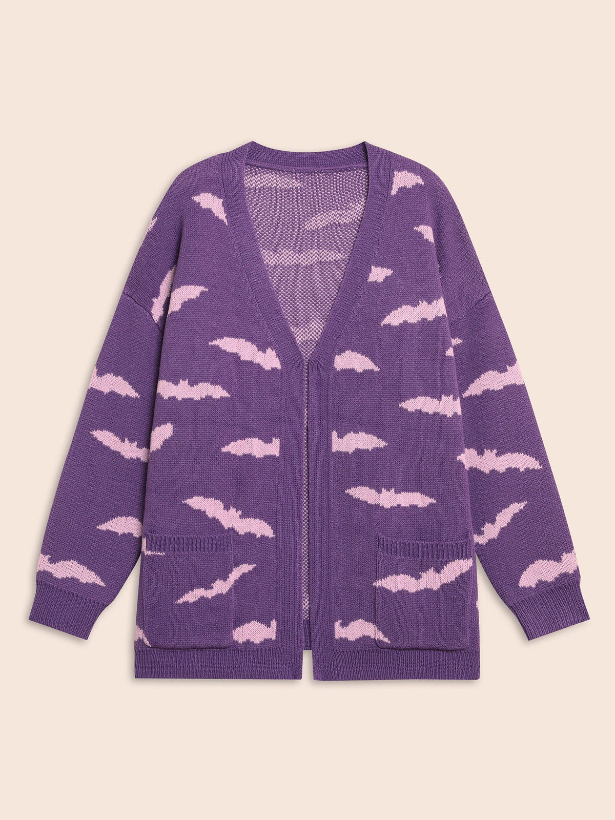 Haunted Bats Printed Jacquard Cardigan - For Halloween