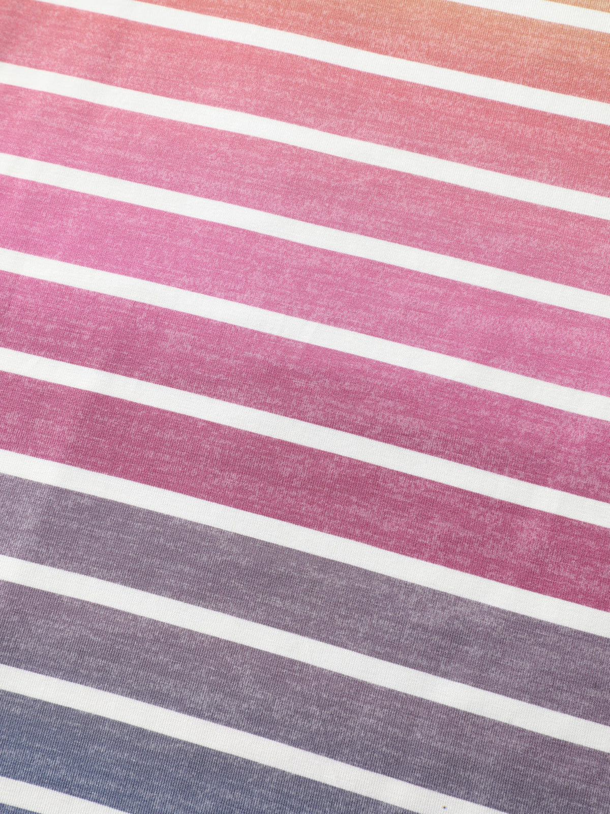 Colorful Gradient Stripe Round Neck T-Shirt