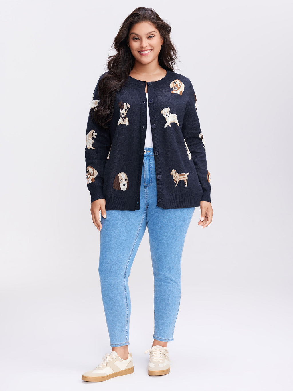 Supersoft Puppy Pattern Button Knit Cardigan