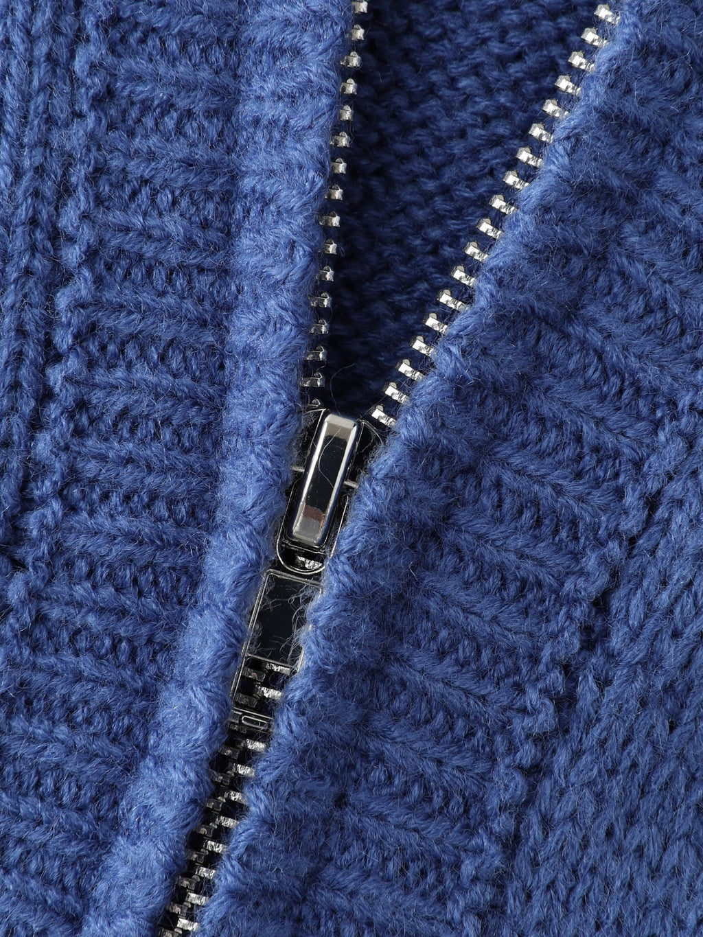 Rabbit Pattern Zipper Baseball Collar Knit Cardigan