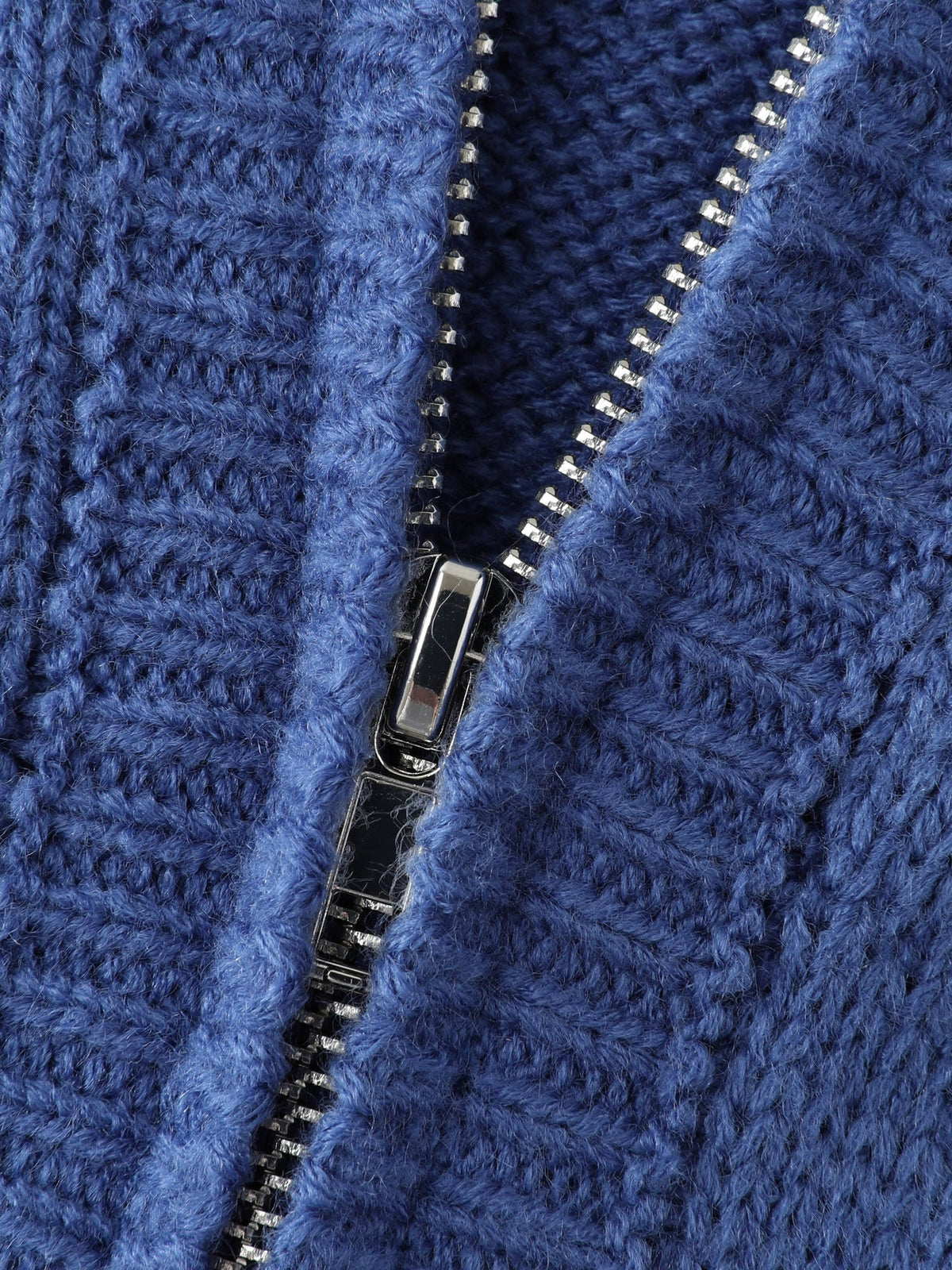 Rabbit Pattern Zipper Baseball Collar Knit Cardigan