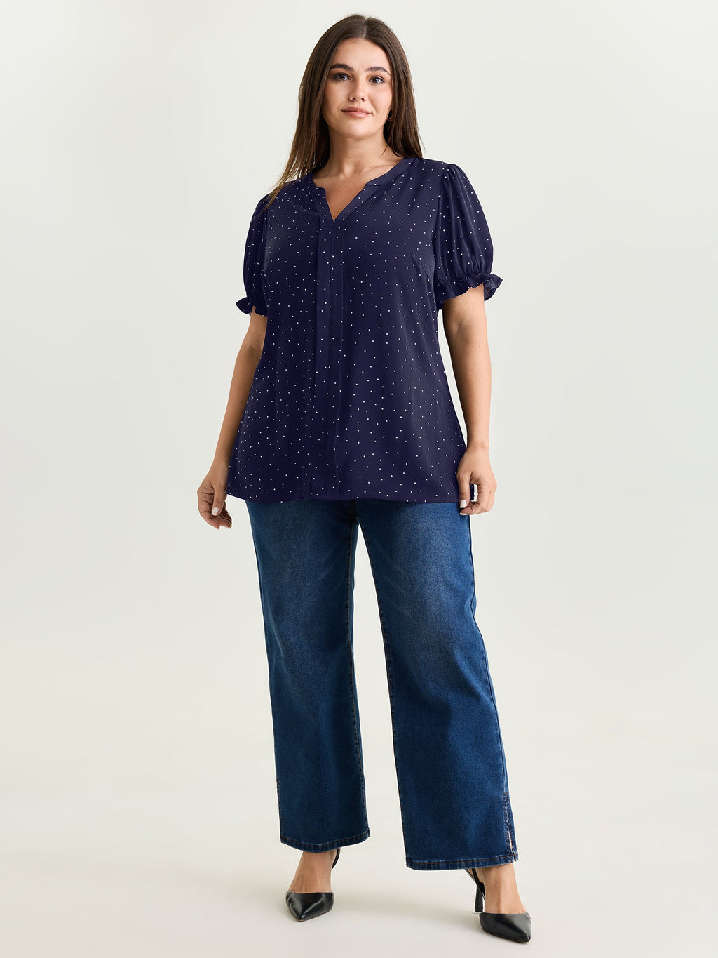 Micro Dots Charm Pleated Blouse