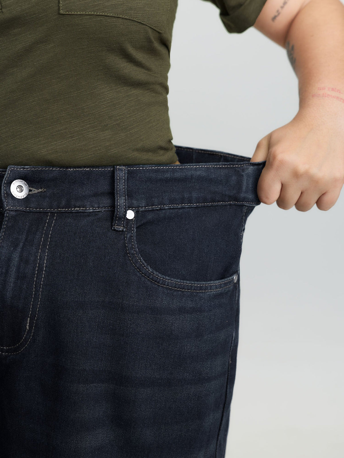 Pull-On Stretchy-Waist Wide-Leg Jeans