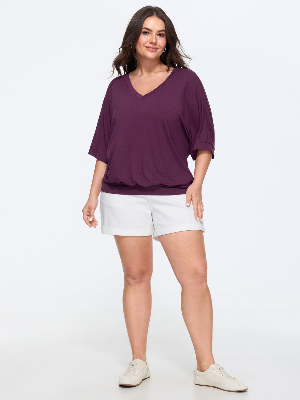 Supersoft Stretchy V-Neck Plain T-Shirt