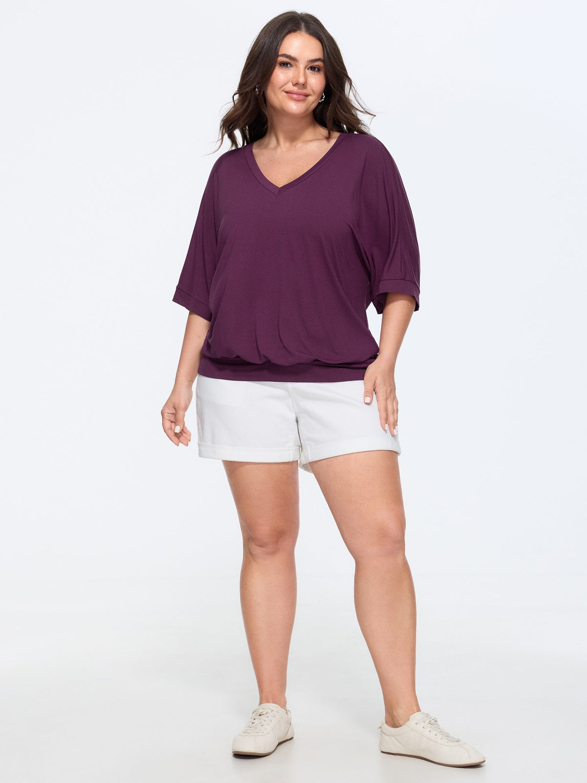 Supersoft Stretchy V-Neck Plain T-Shirt
