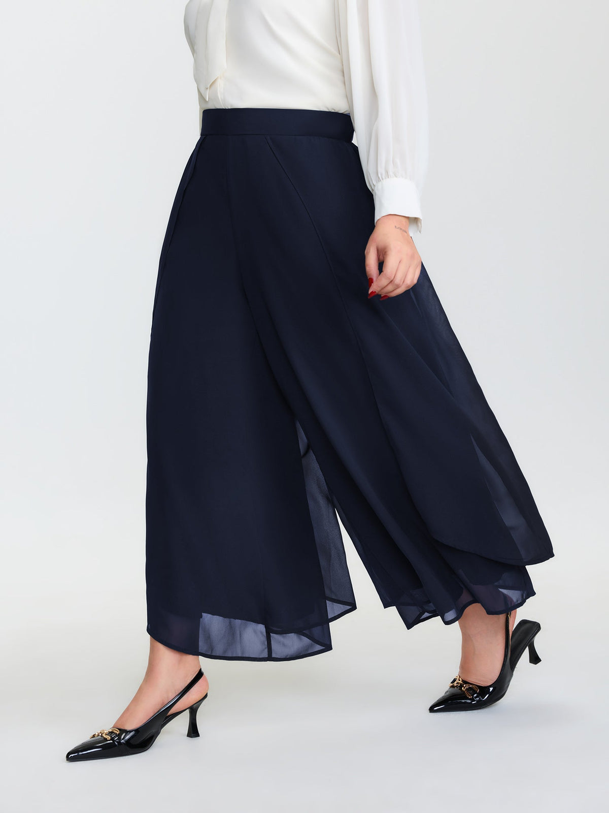 Chiffon Stretchy Waist Flowy Pants