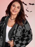 Ghost Checkered Jacquard Arc Swing Cardigan