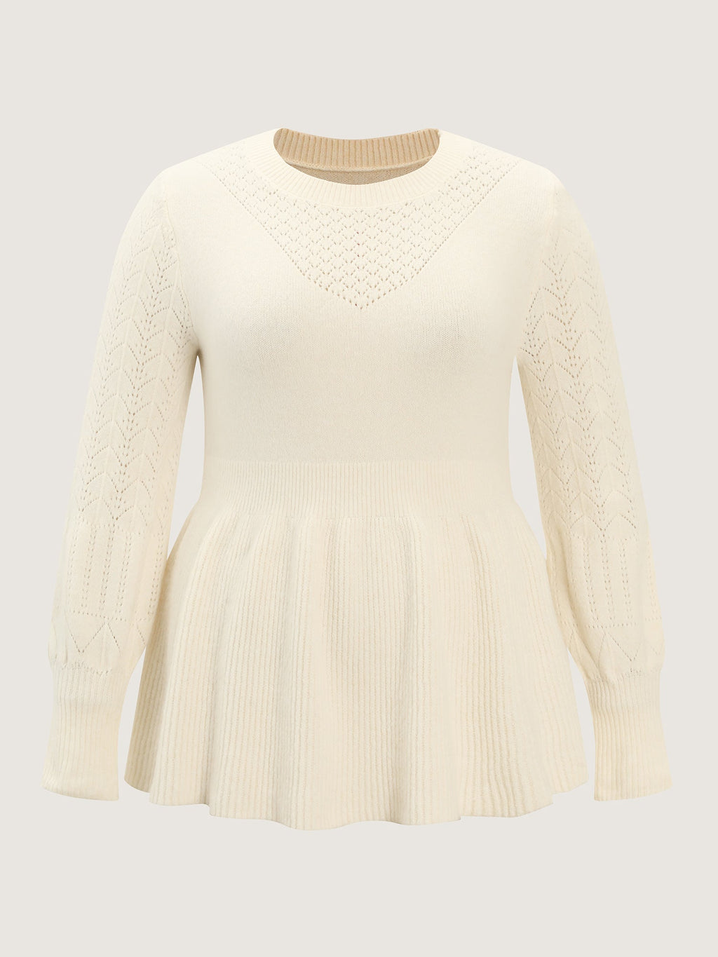 Cut-Out Sleeve Ribbed Hem Pullover