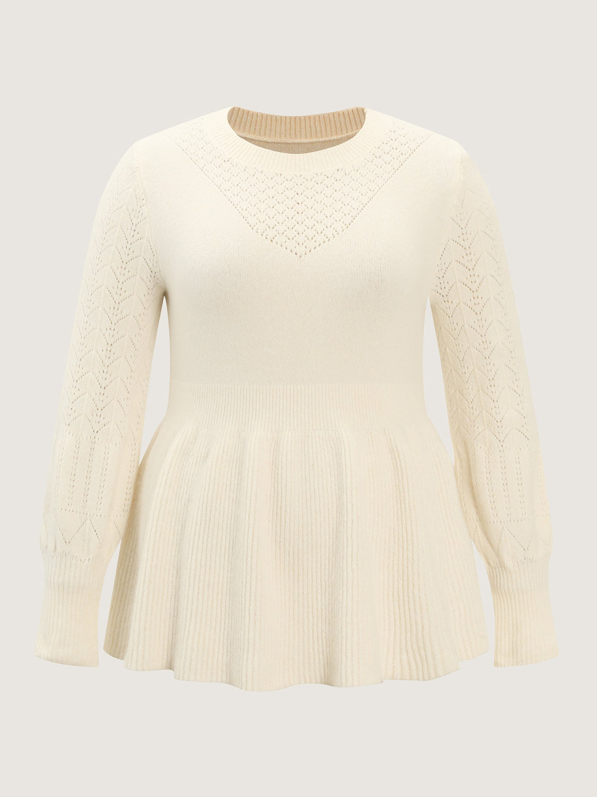 Cut-Out Sleeve Ribbed Hem Pullover