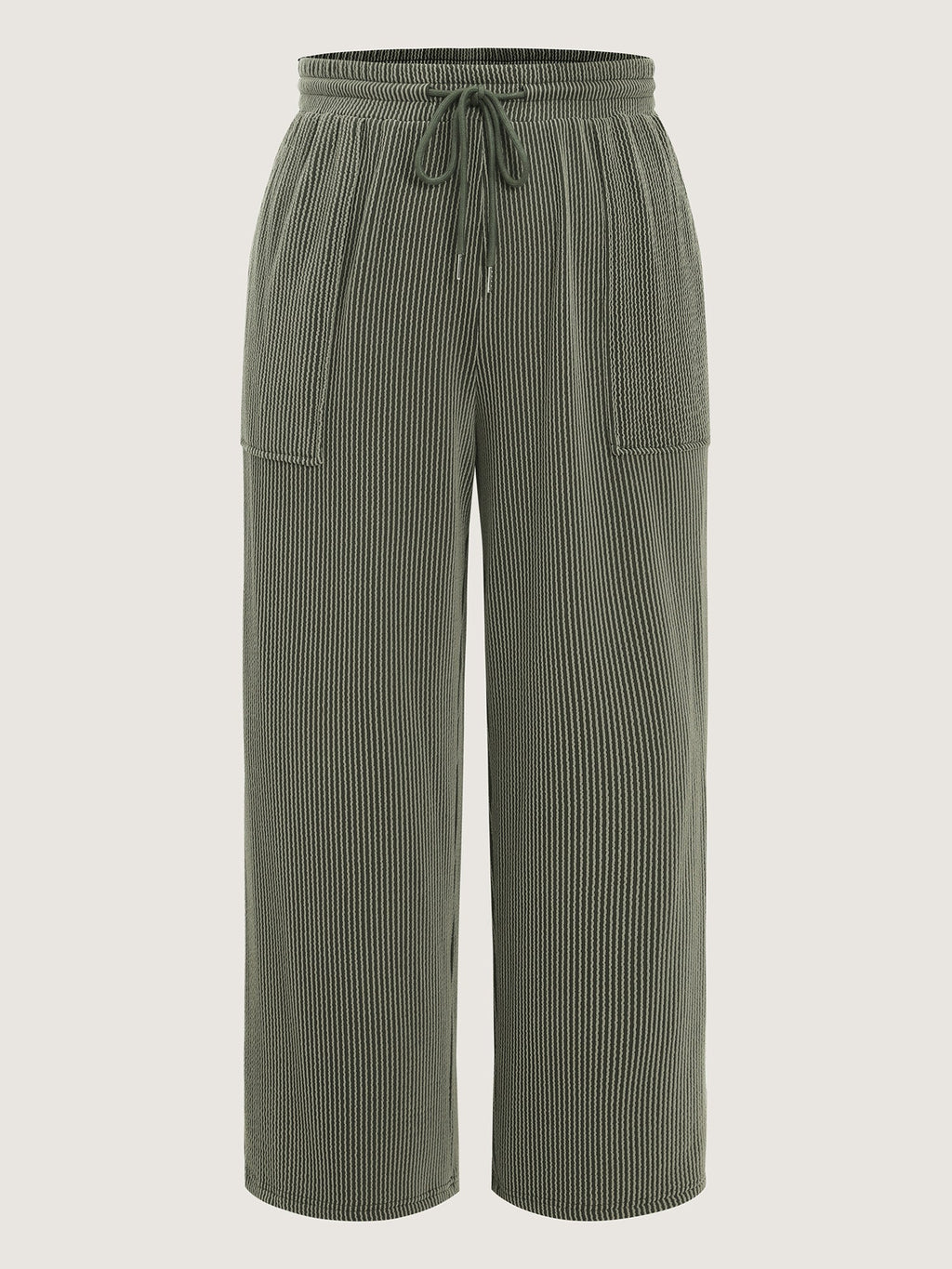 Textured Drawstring Pocket Wide Leg Pants