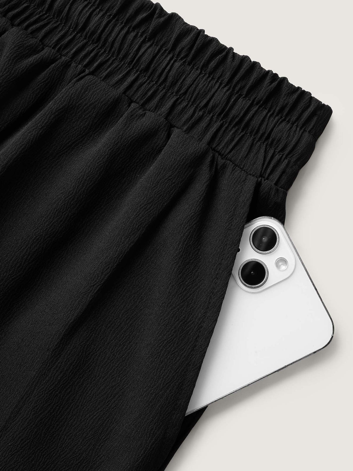 Scalloped Hem Wide-Leg Capri Pants