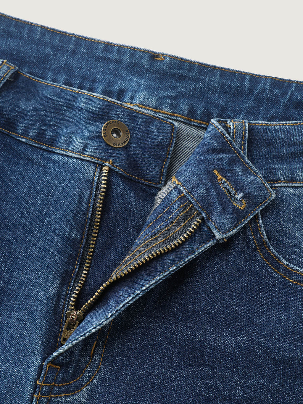 Stretchy High Rise Folded Hem Jeans