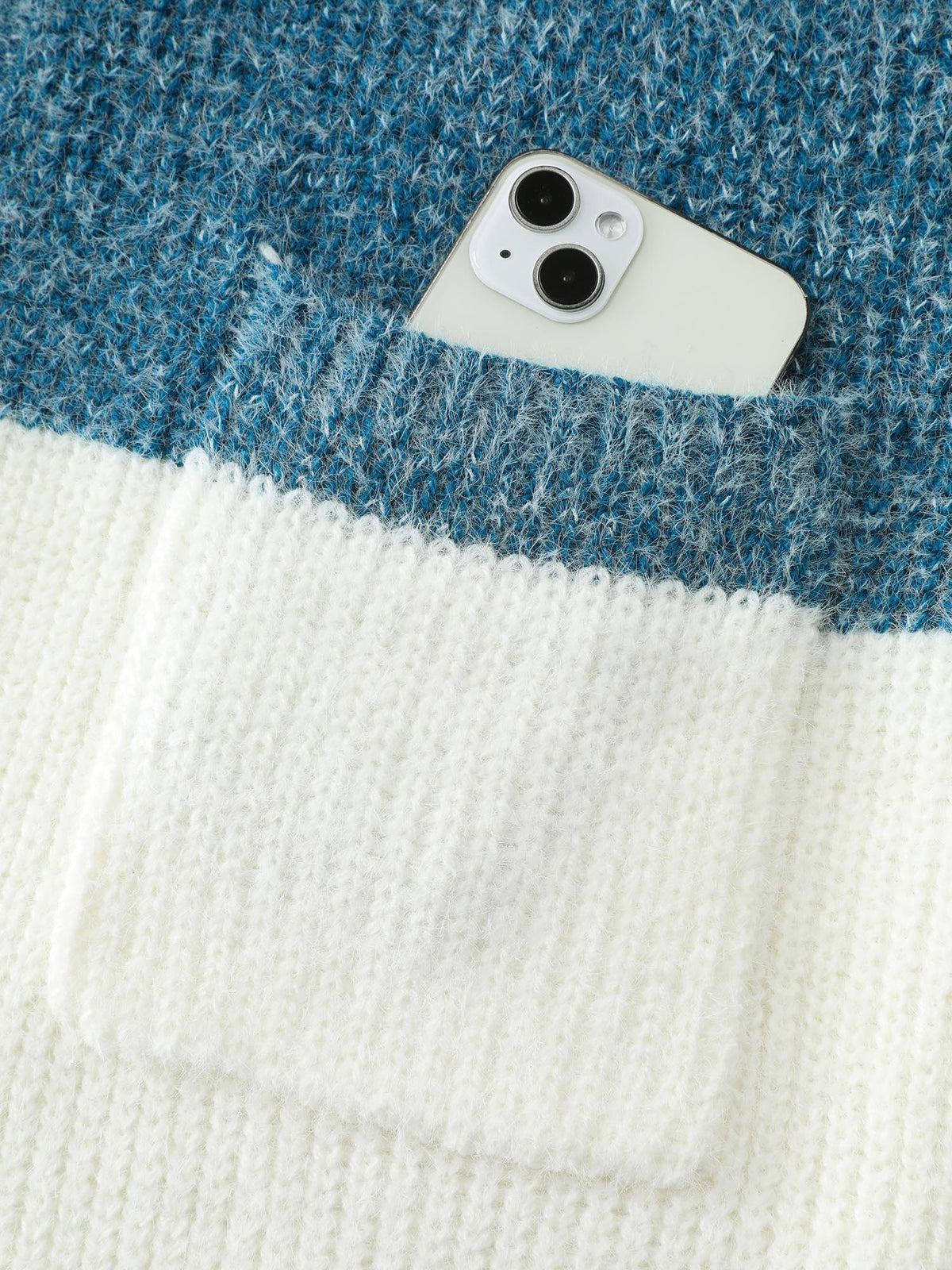 Super Stretchy Colorblock Fuzzy Textured Knit Cardigan