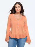 Lightweight Flared Sleeve Ruffle Hem Cardigan