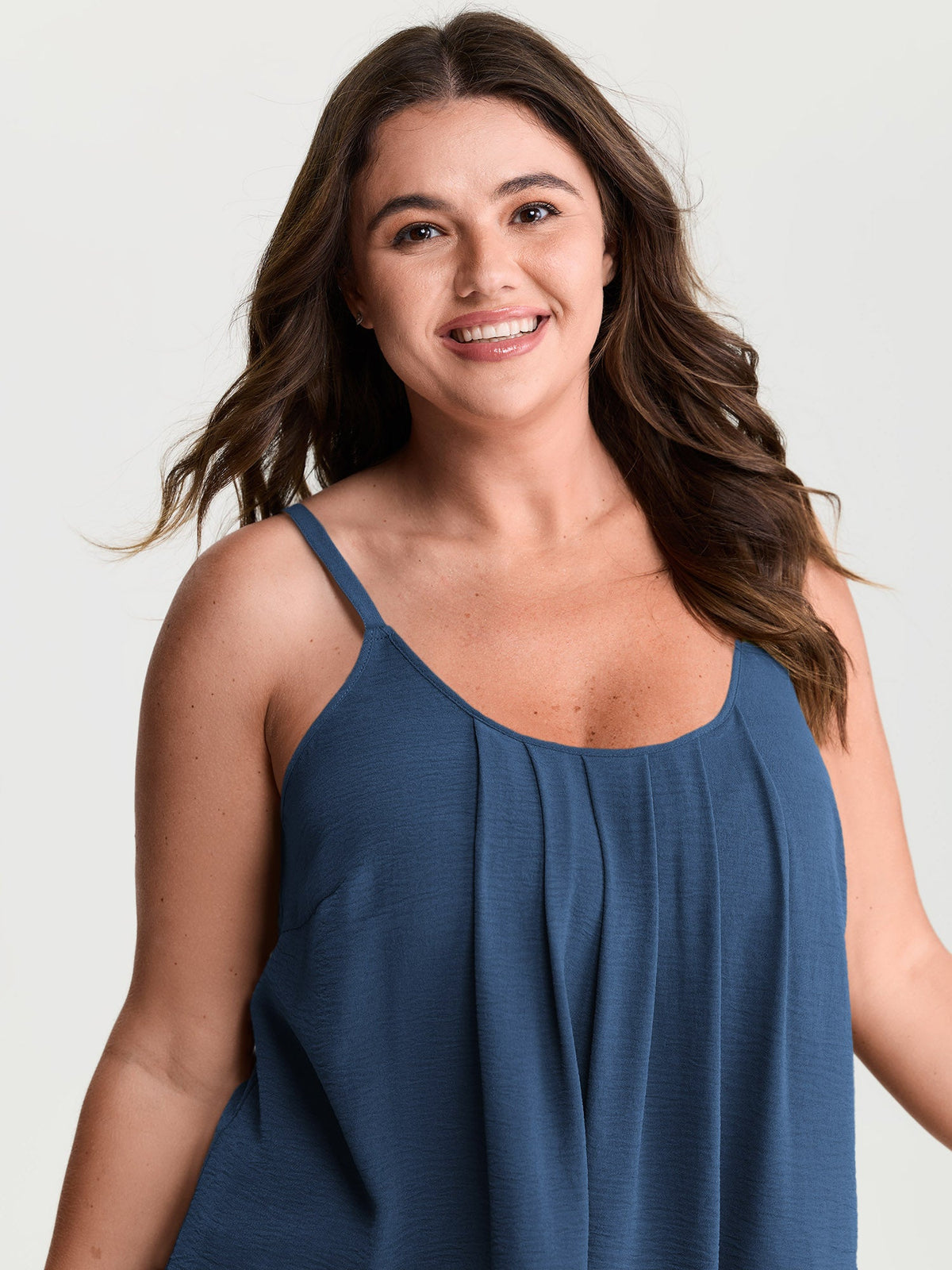 Pleated Flowy Plain Tank Top