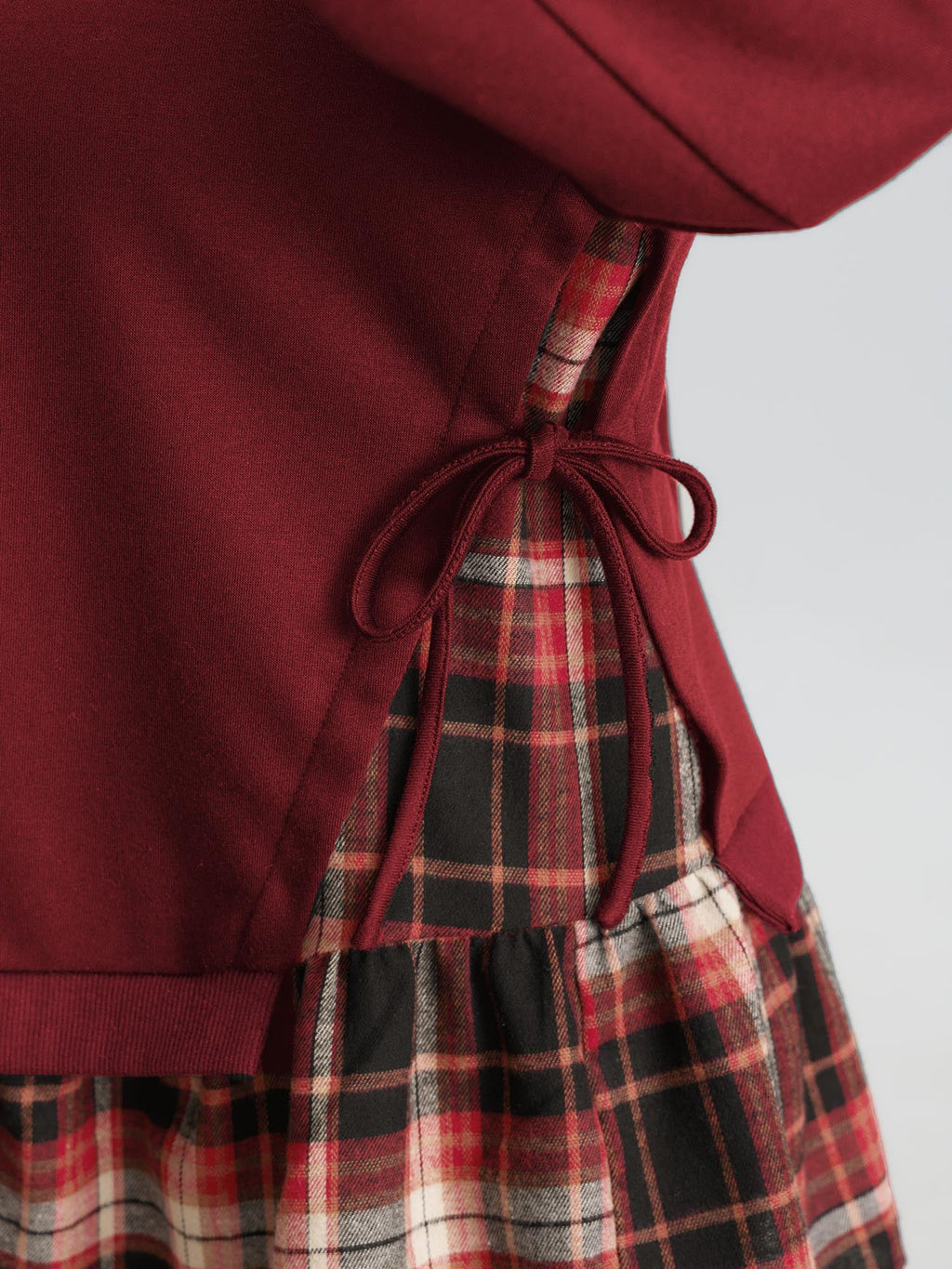 Plaid Pattern Layered Stretchy Sweatshirt