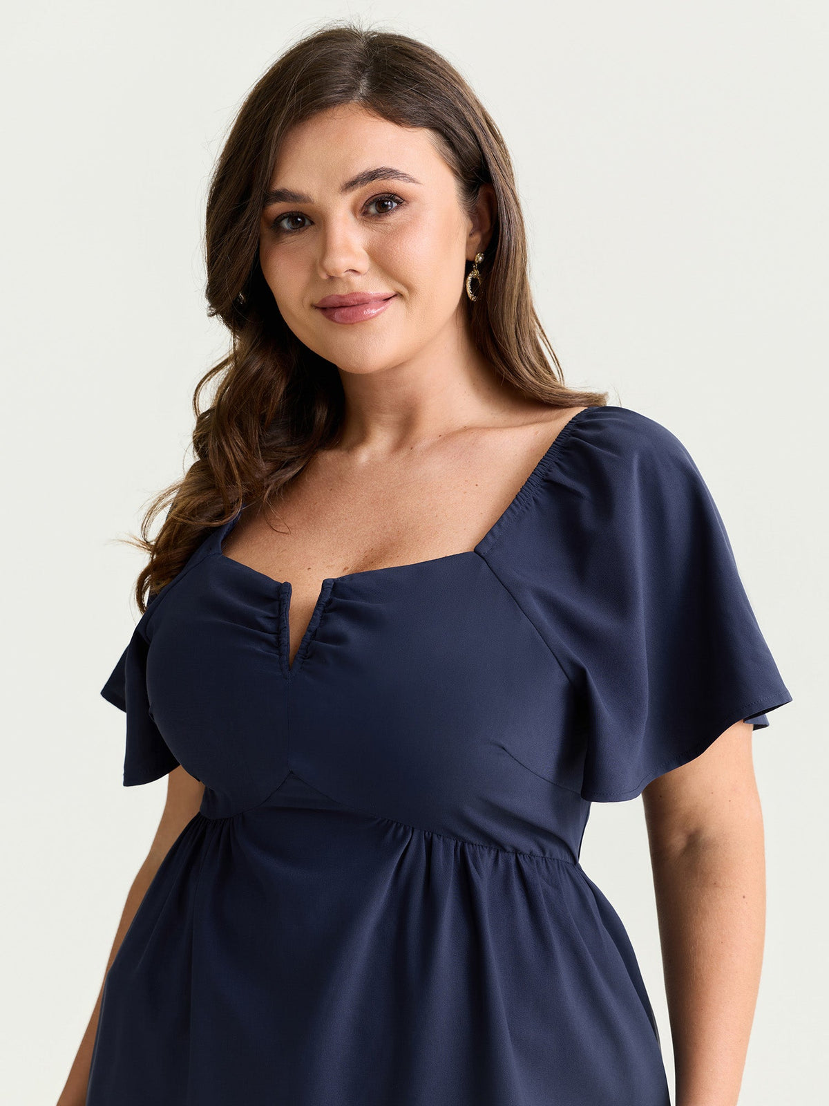 Ruched Flared Sleeves Fit And Flare Blouse