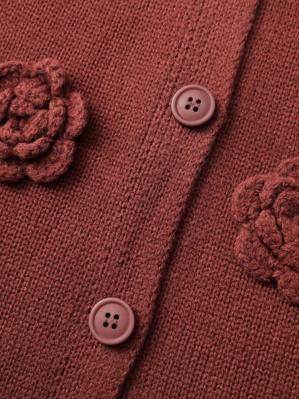 3D Floral Pattern Round Neck Knit Cardigan