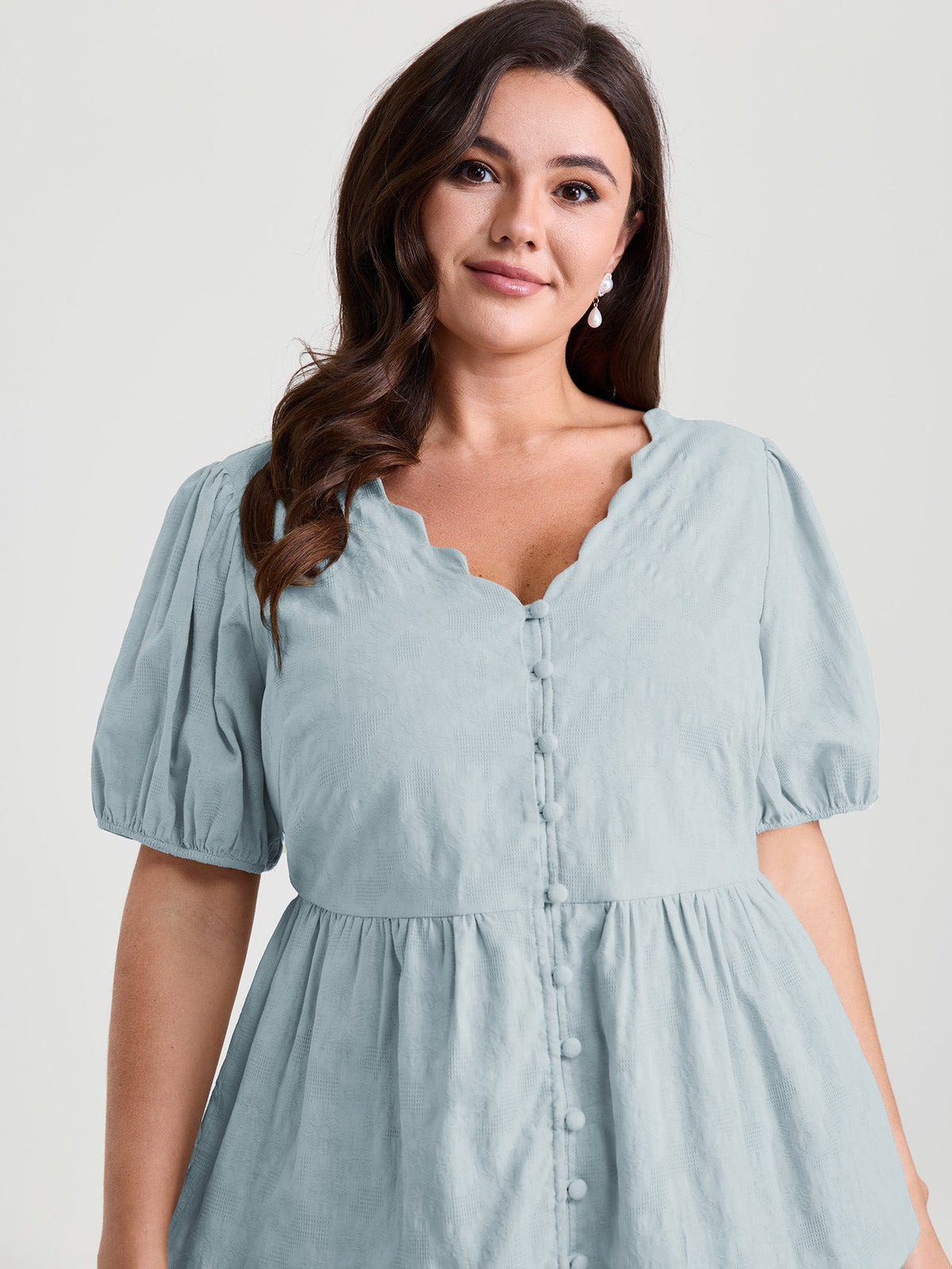 Textured Fit And Flare Plain Blouse