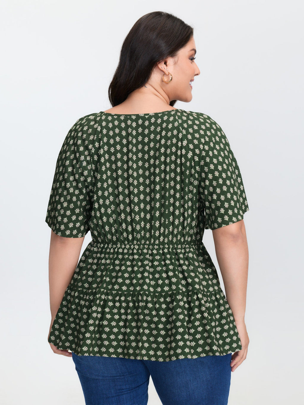 Floral Print Flared Layered Blouse