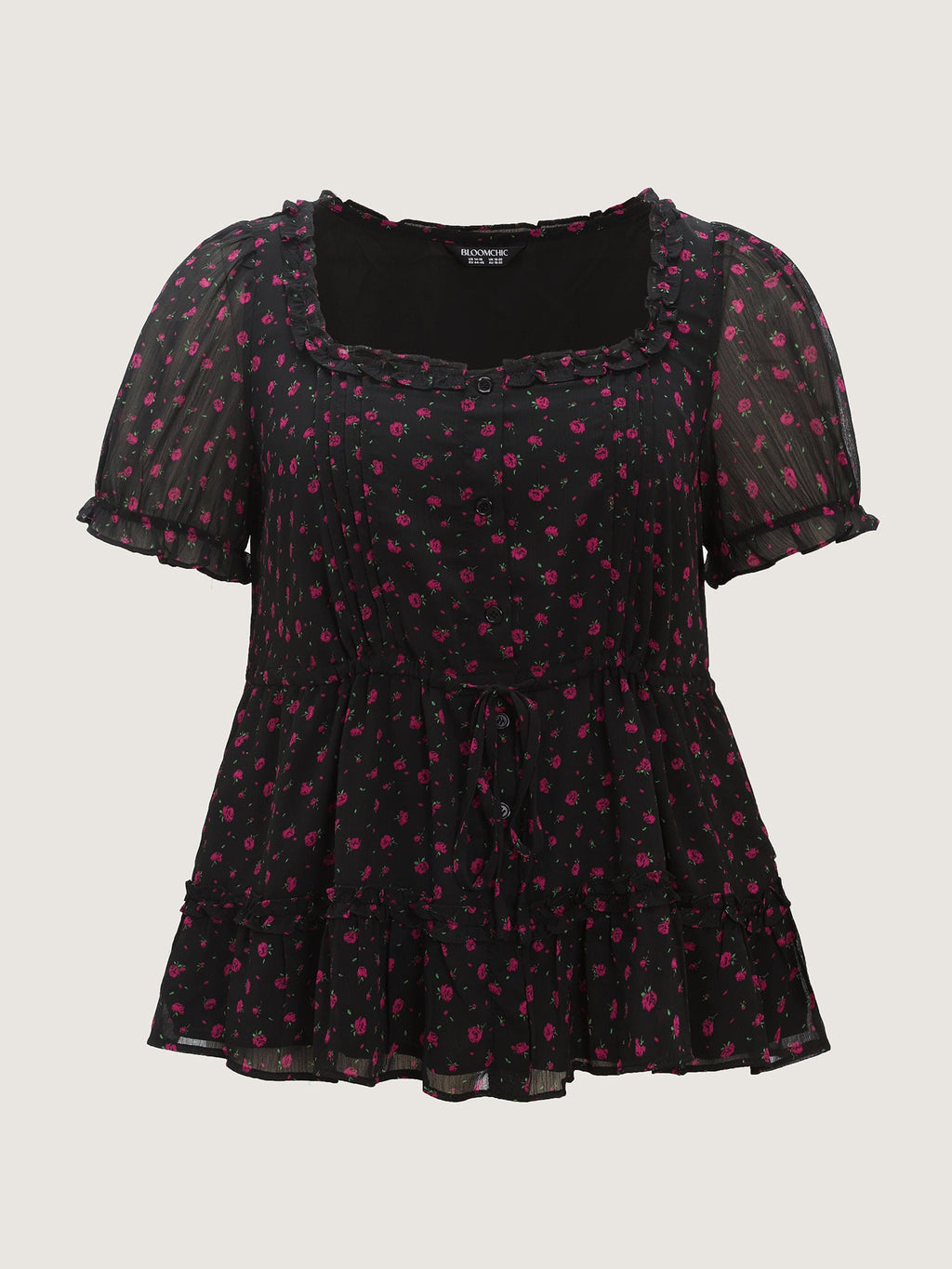Floral Print Toothpick Pleat Blouse