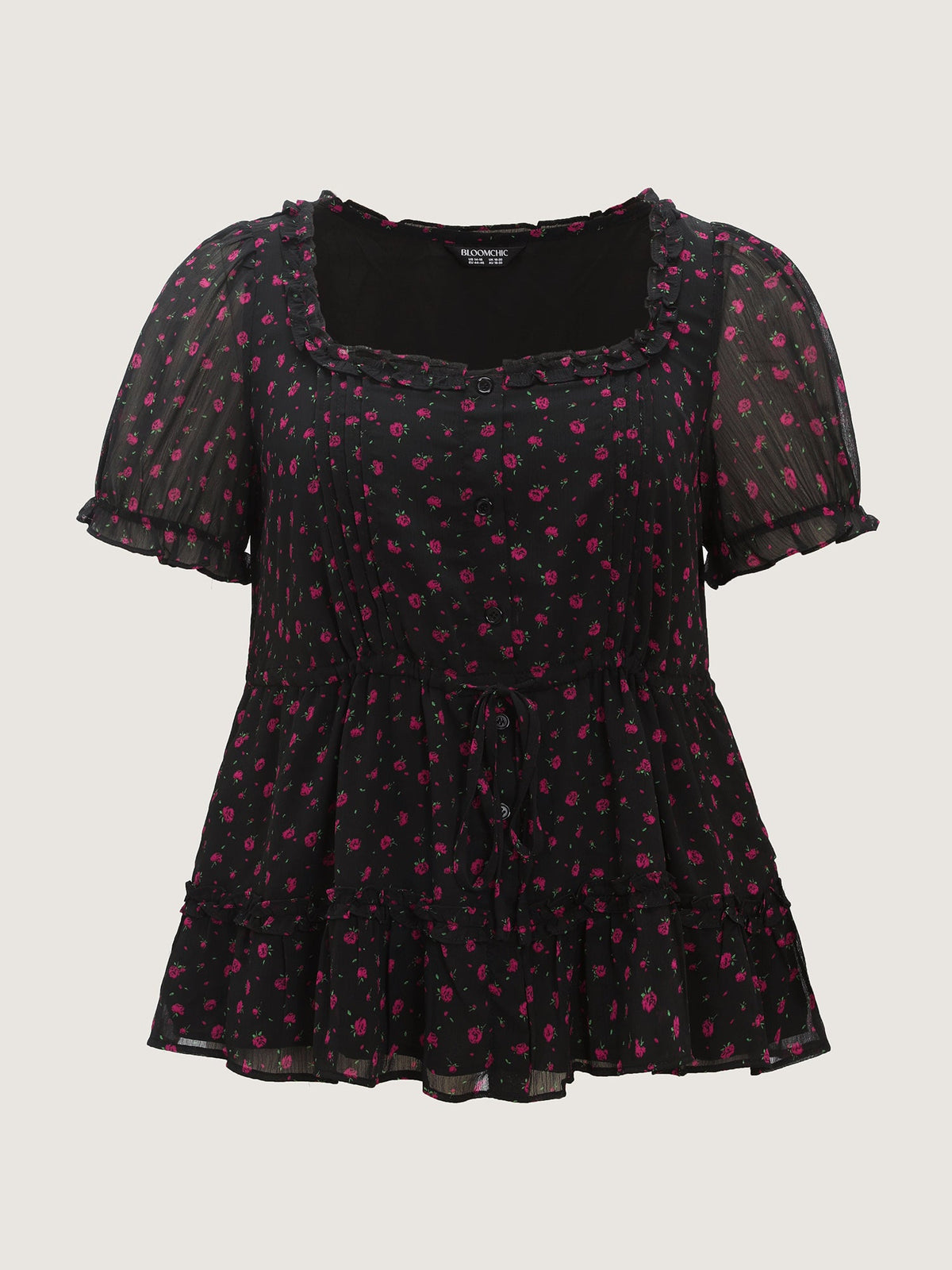 Floral Print Toothpick Pleat Blouse