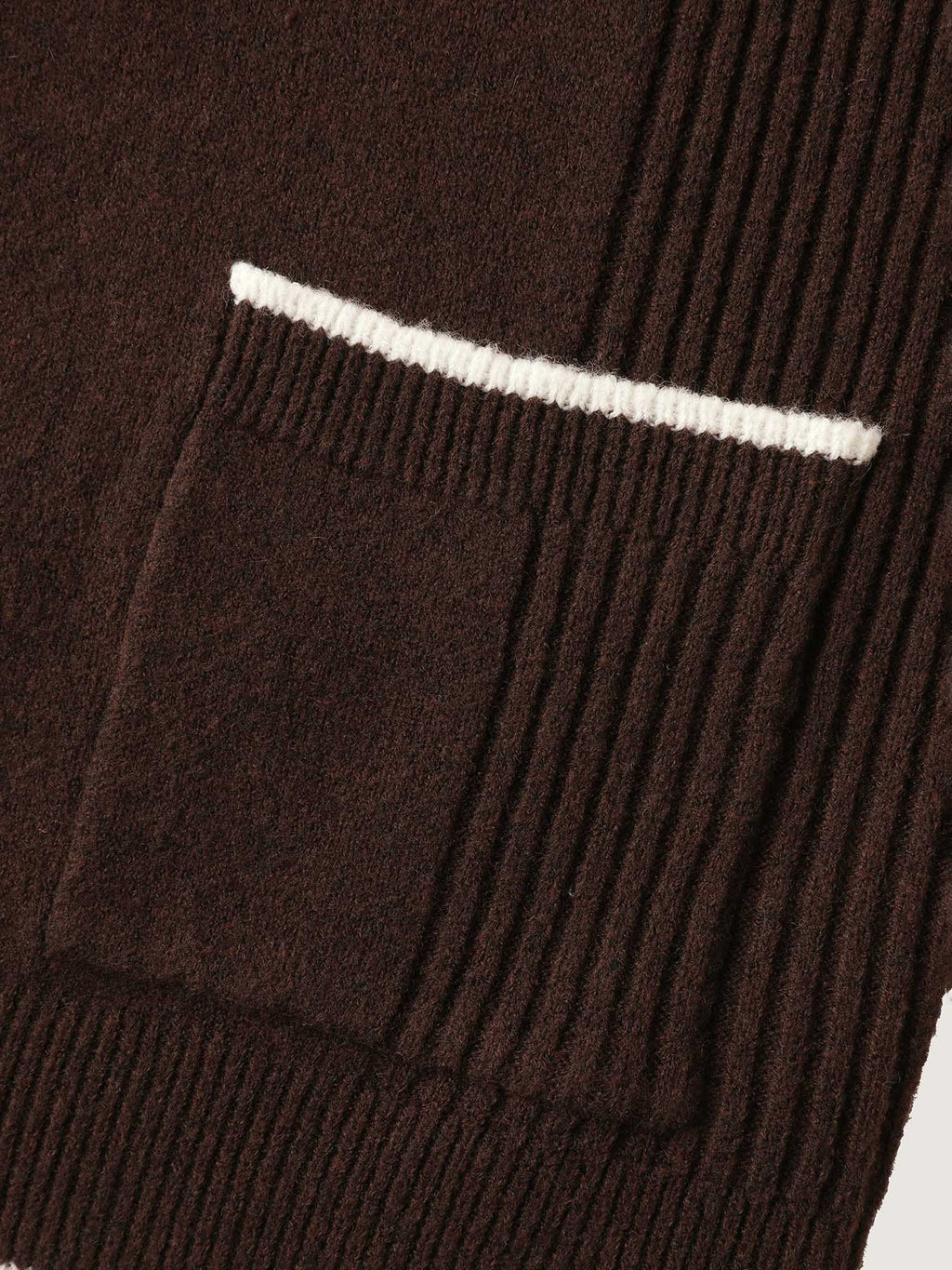 Textured Pocket Color Contrast Knit Cardigan