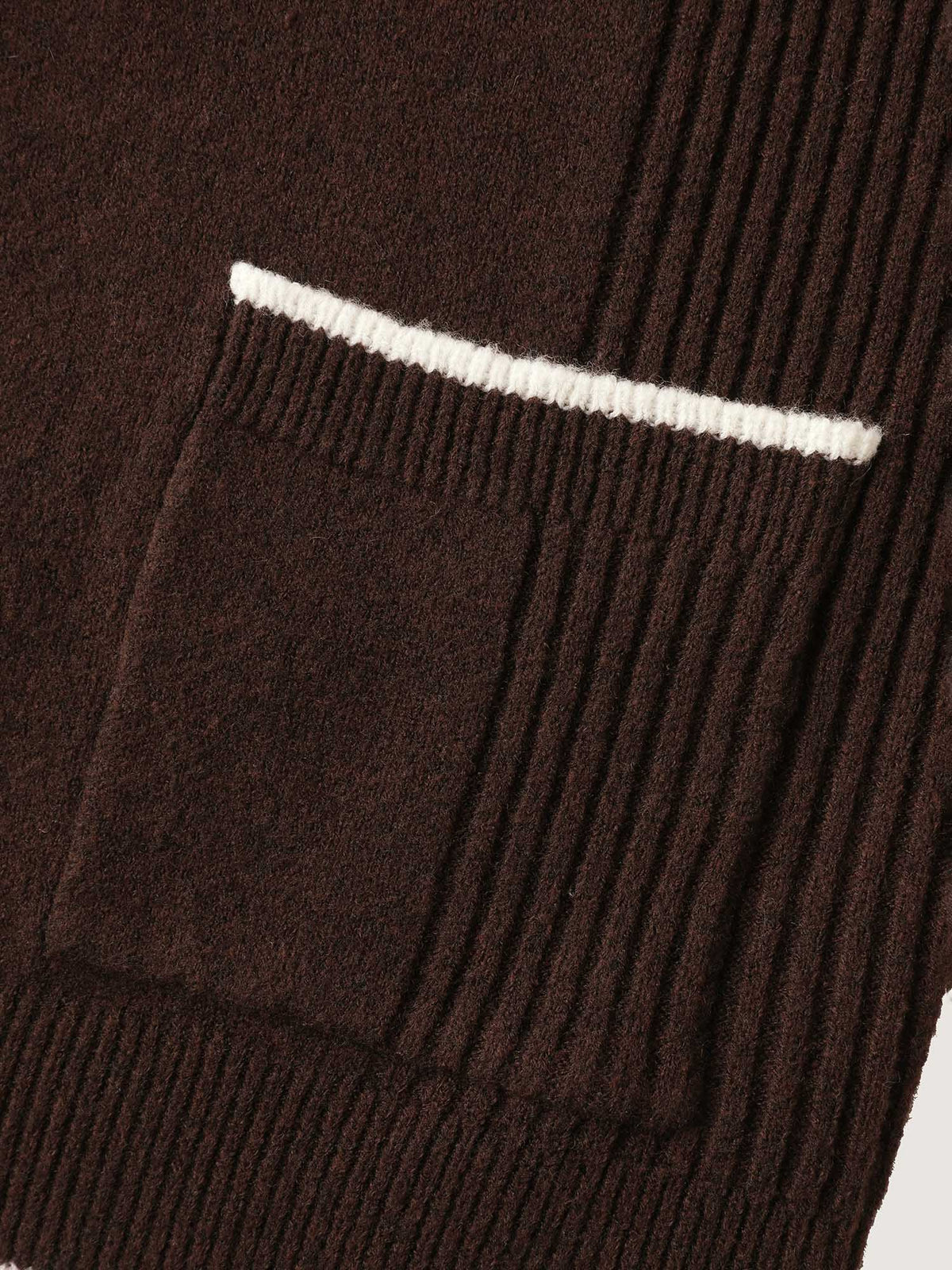 Textured Pocket Color Contrast Knit Cardigan