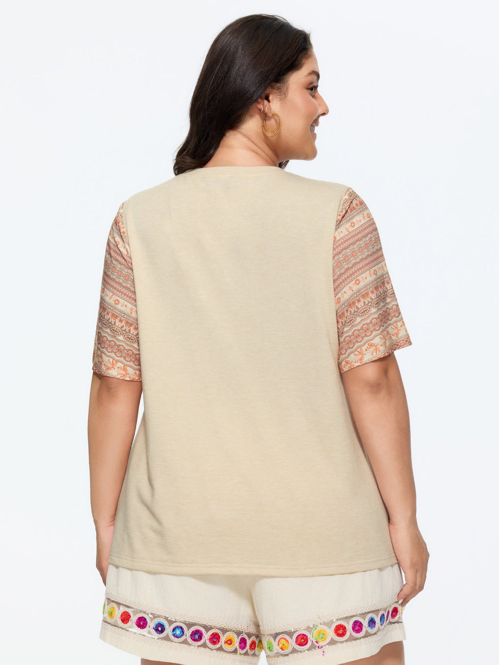 Colorful Boho Sleeve V-Neck Blouse