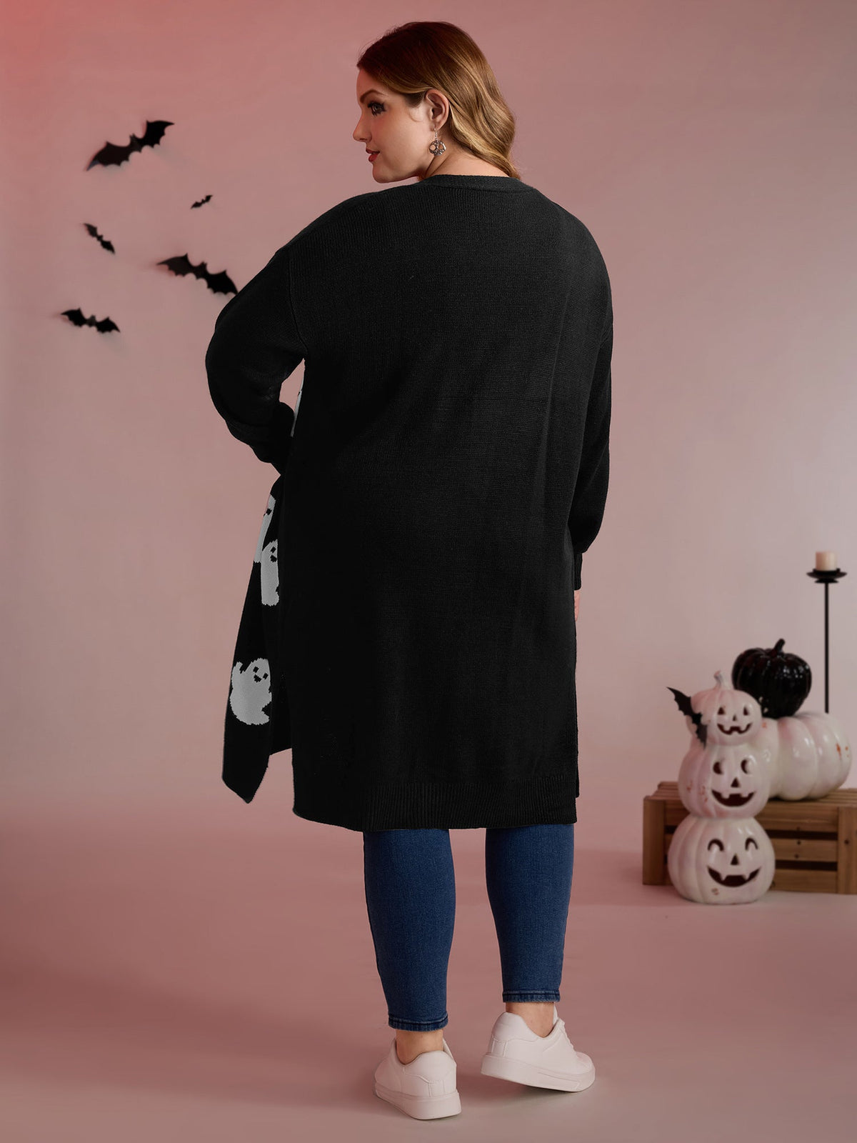 Happy Ghost Jacquard Knit Cardigan