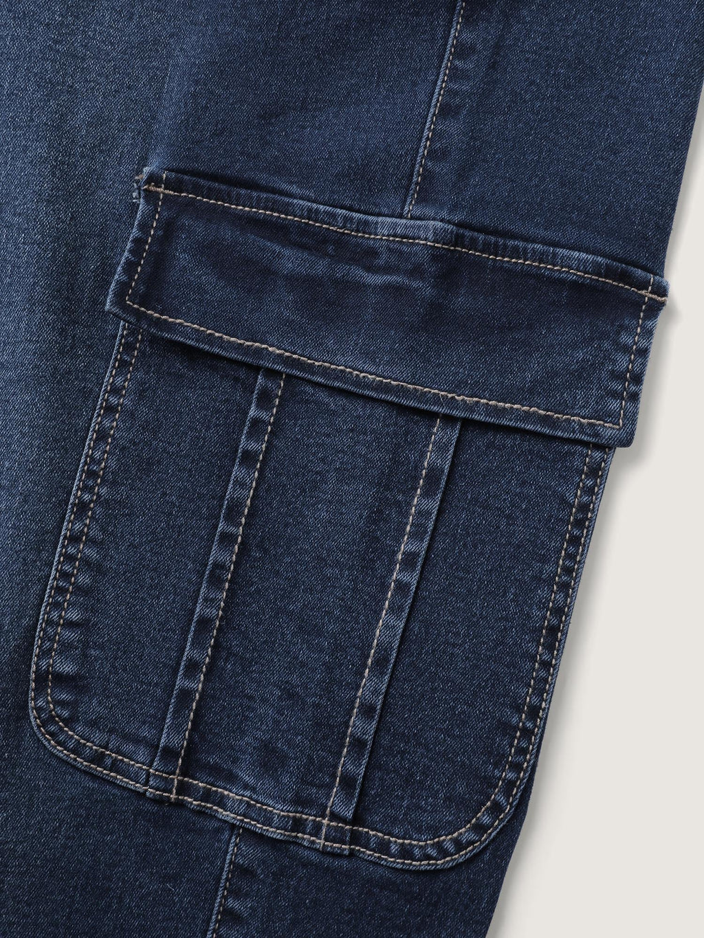 Drawstring Straight-Leg Cargo Jeans