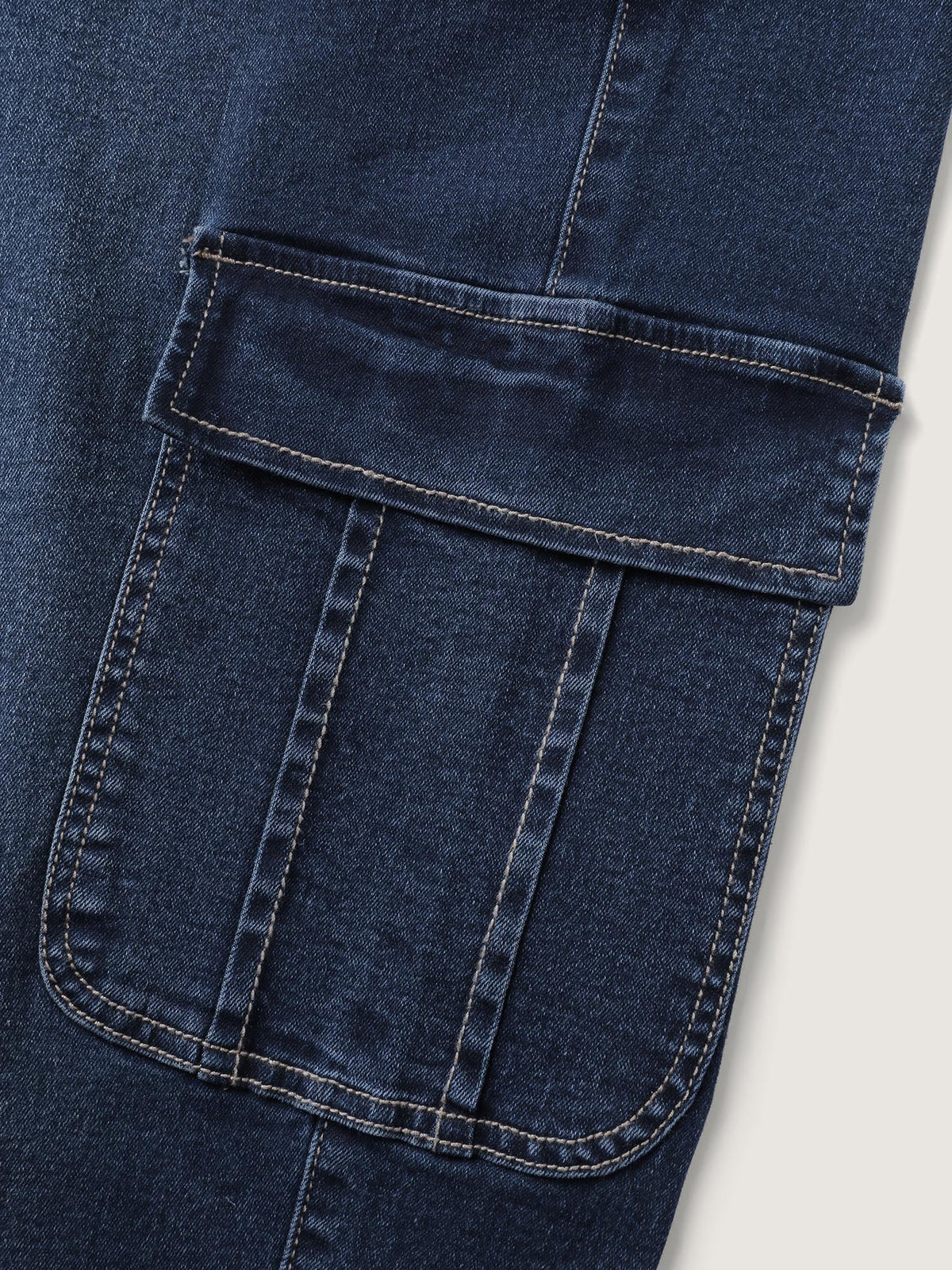 Drawstring Straight-Leg Cargo Jeans