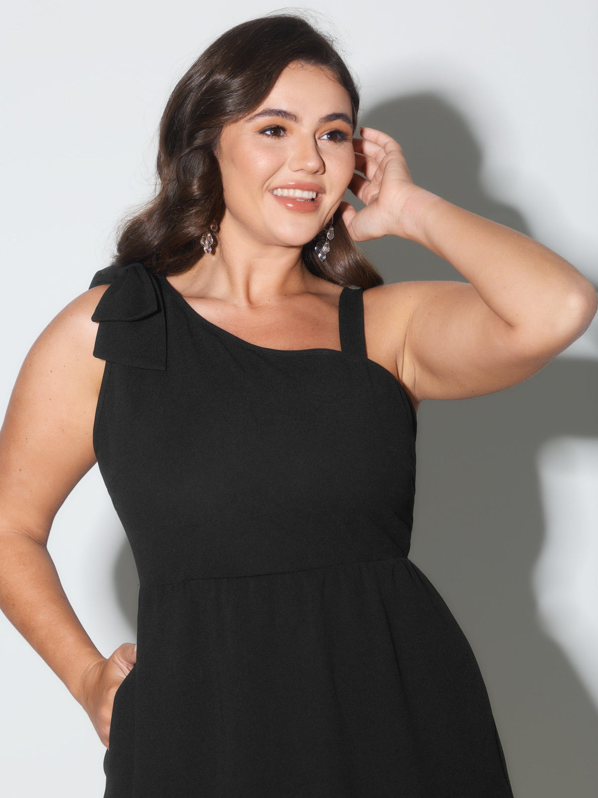 One-Shoulder Asymmetrical Hem Midi Dress
