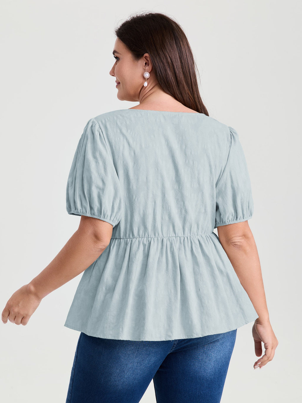 Textured Fit And Flare Plain Blouse