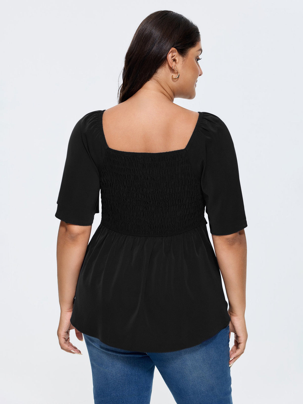 Shirred Back Fit And Flare Blouse