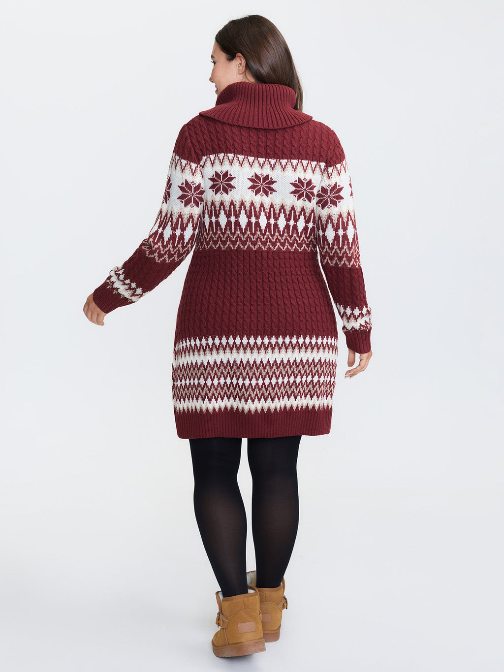 Holiday Textured Turtleneck Sweater Dress