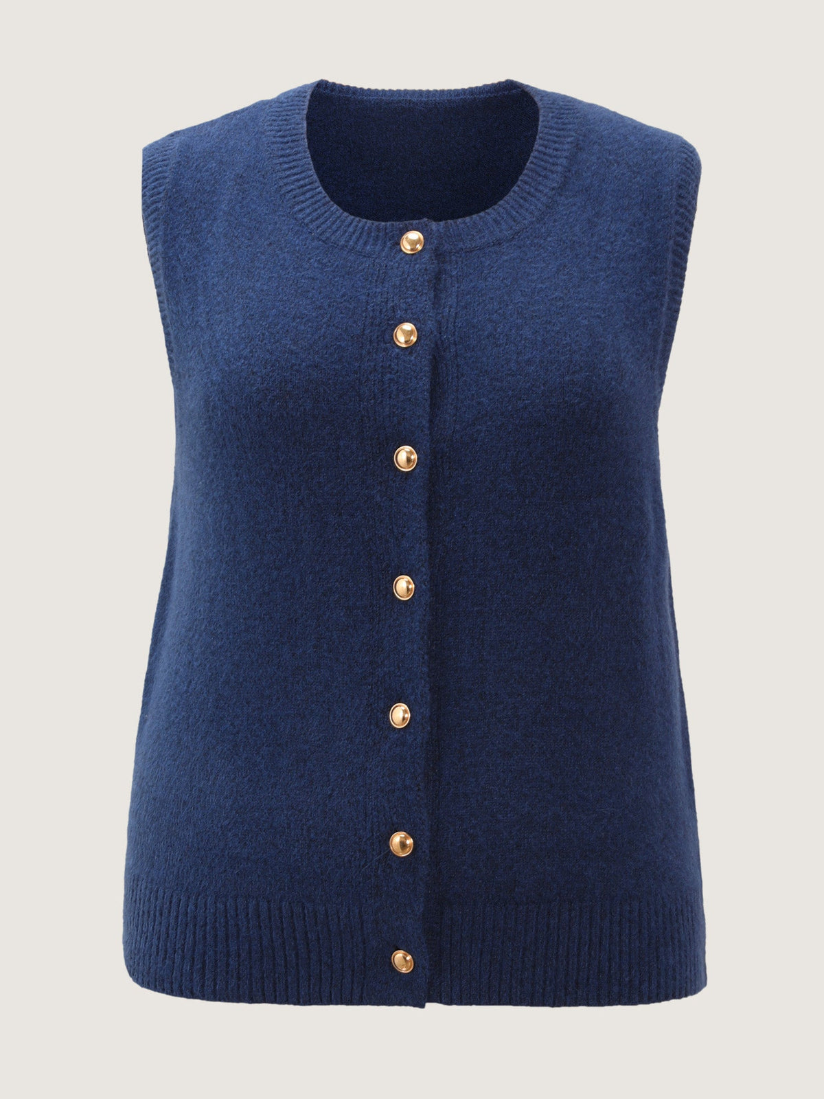 Metallic Button Detail Knit Vest