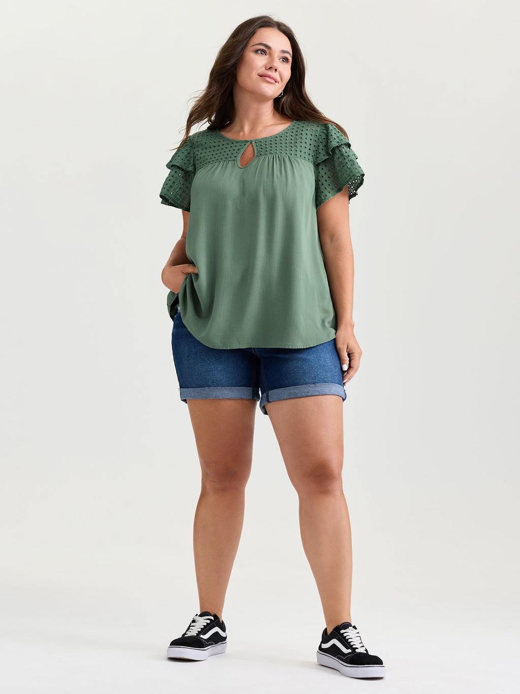 Pure Cotton Layered Sleeve Flowy Blouse
