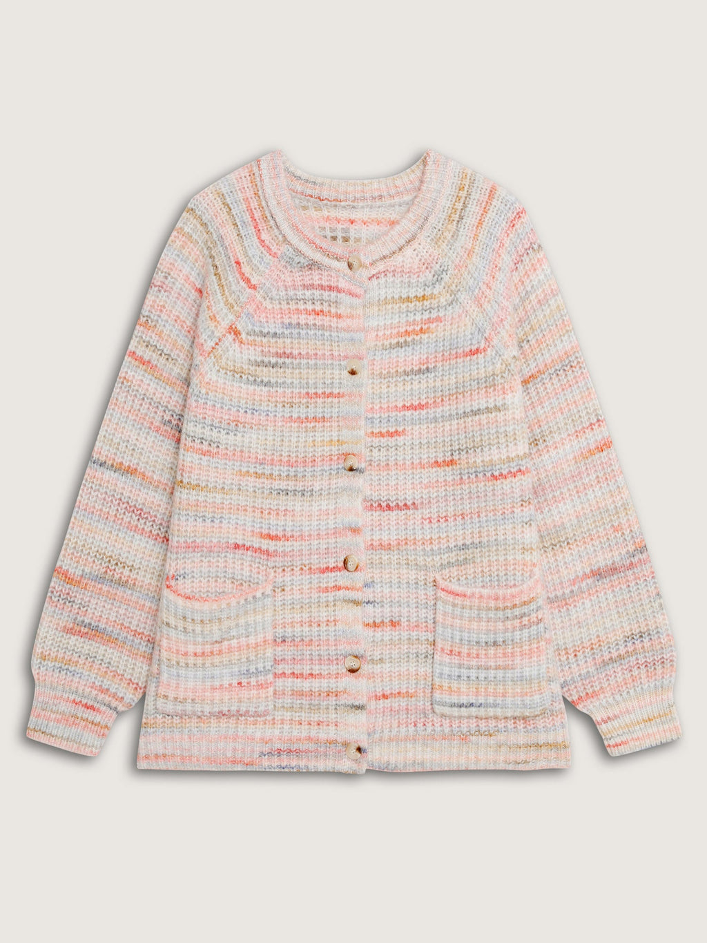 Heather Buttons Pockets Knit Cardigan