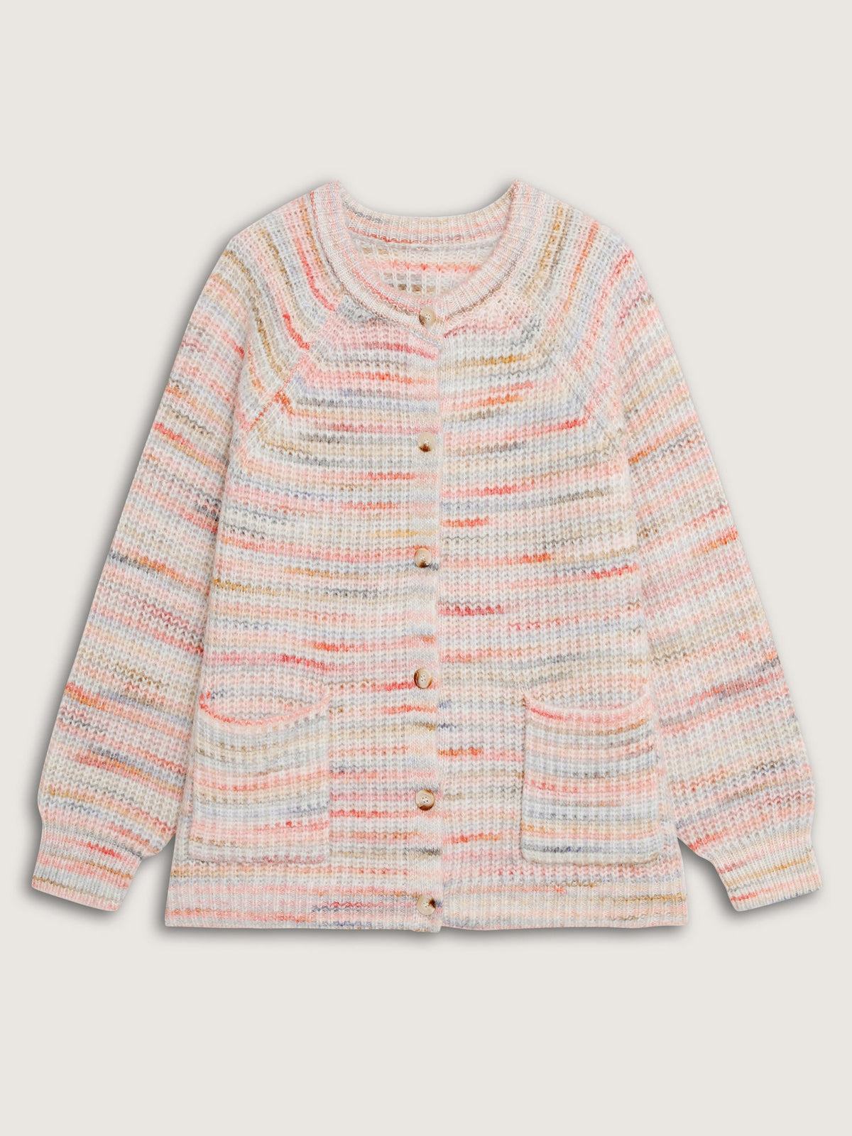 Heather Buttons Pockets Knit Cardigan