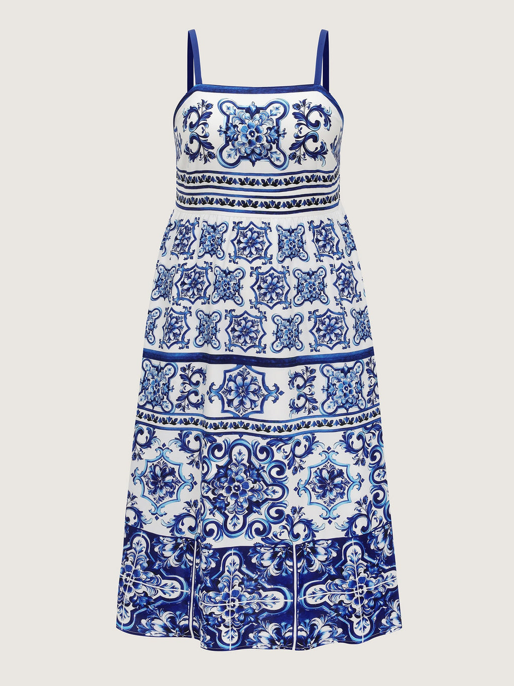 Majolica Print Cami Flowy Midi Dress