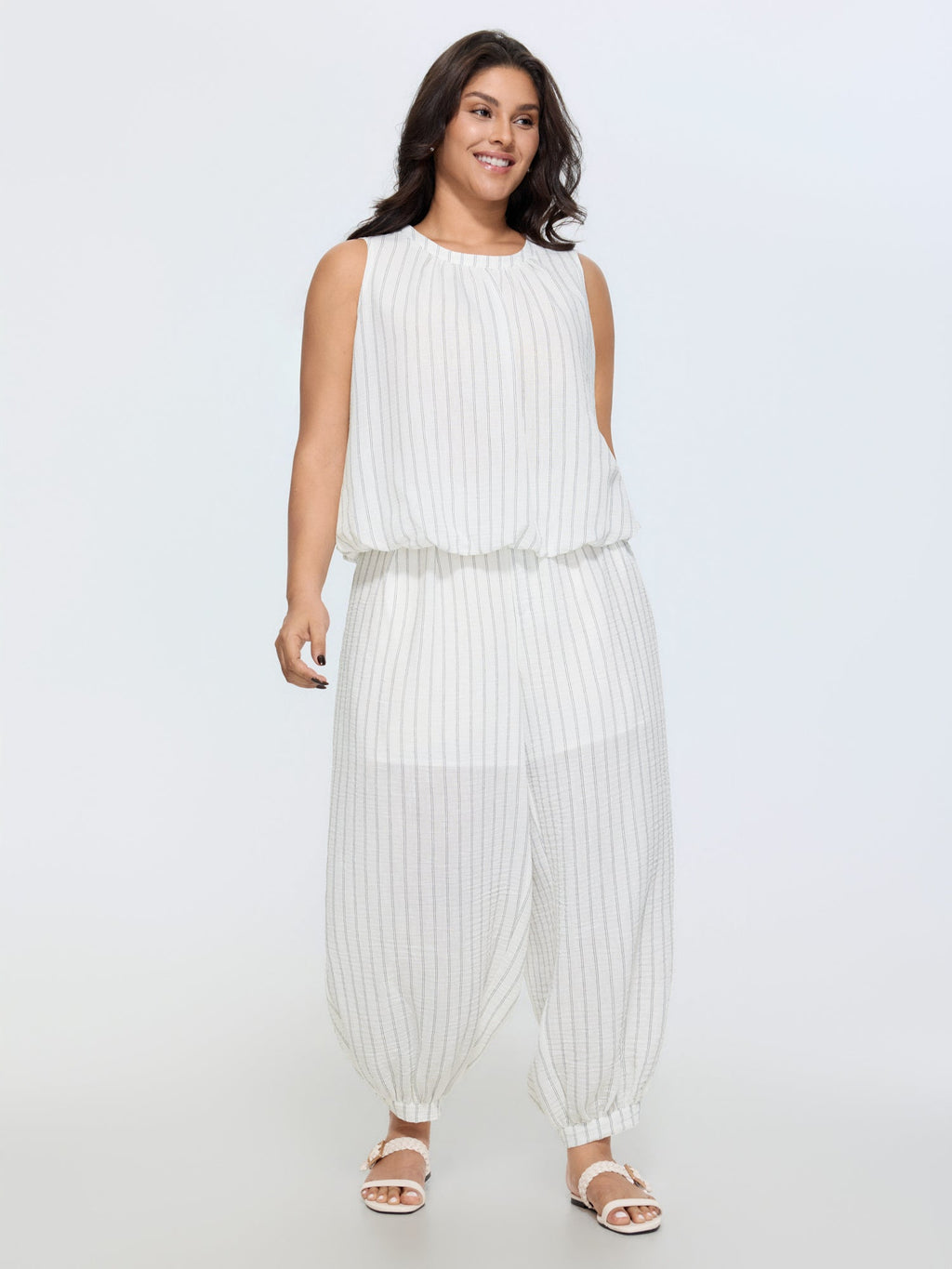 Supersoft Striped Sleeveless Blouse
