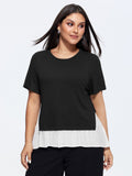 Color Contrast Layered Round Neck T-Shirt