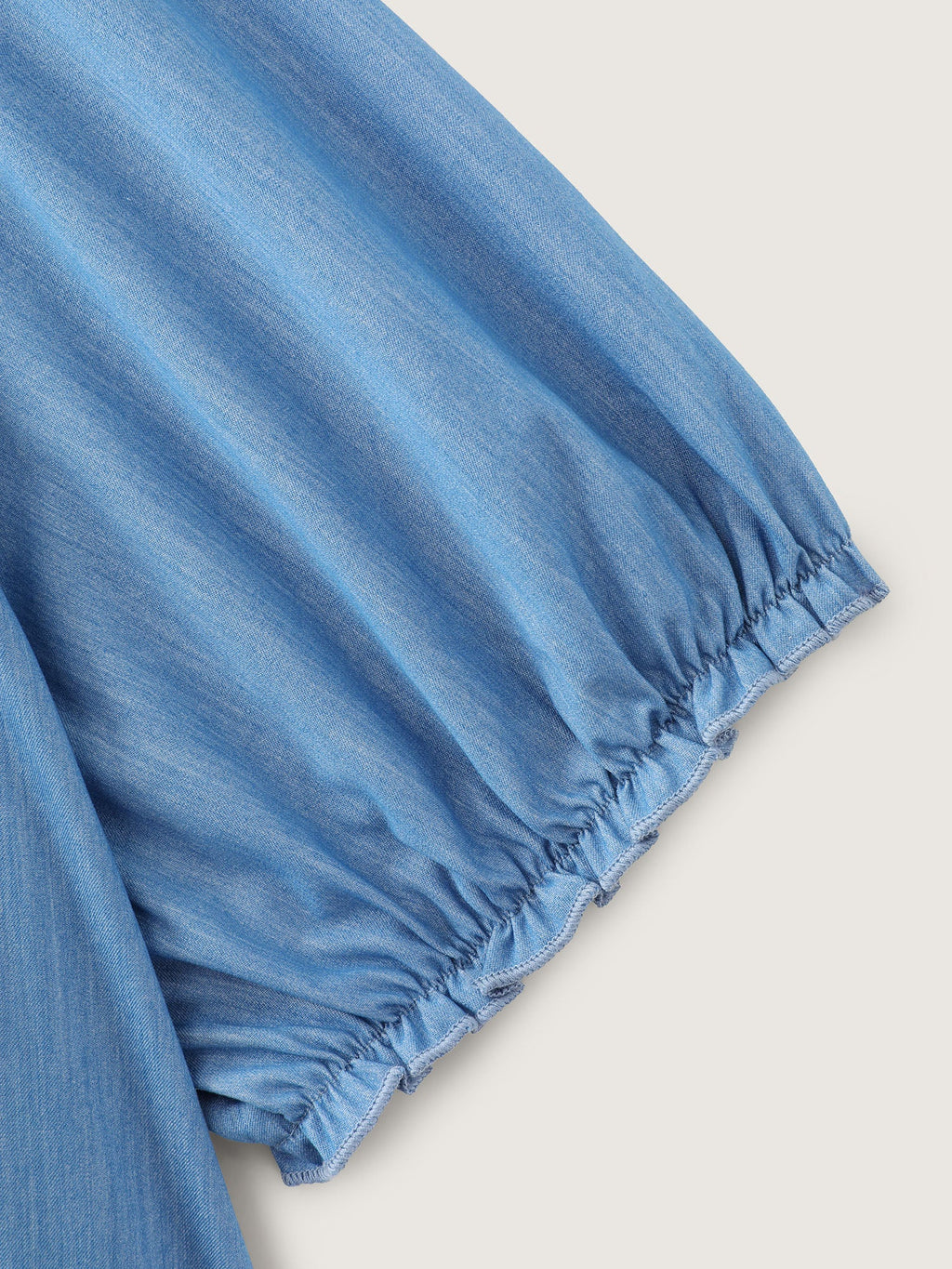 Ruffled Hem Notched Collar Faux Denim Mini Dress