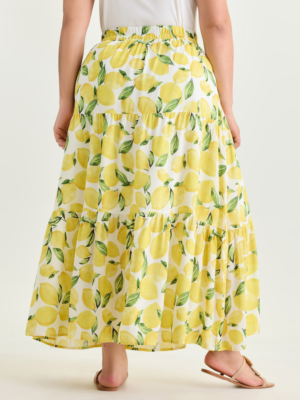 Fresh Lemon Print Maxi Skirt