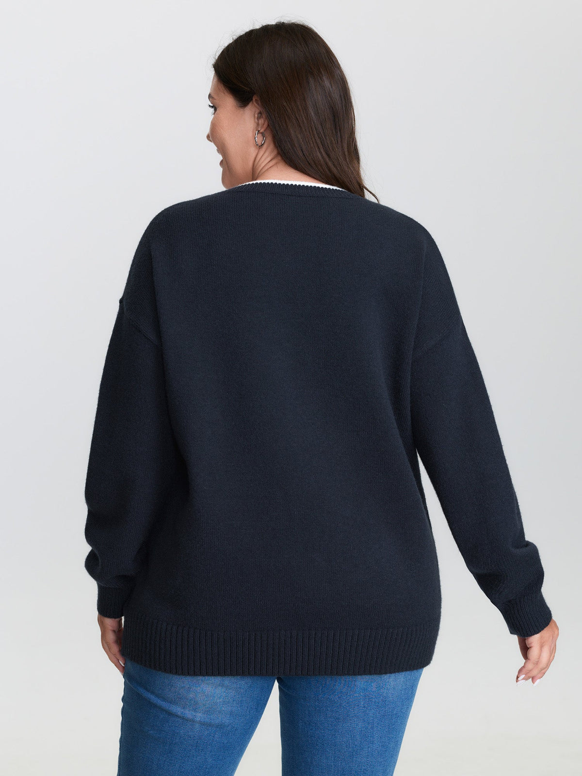 Jacquard Sail Pattern Color Contrast Pullover