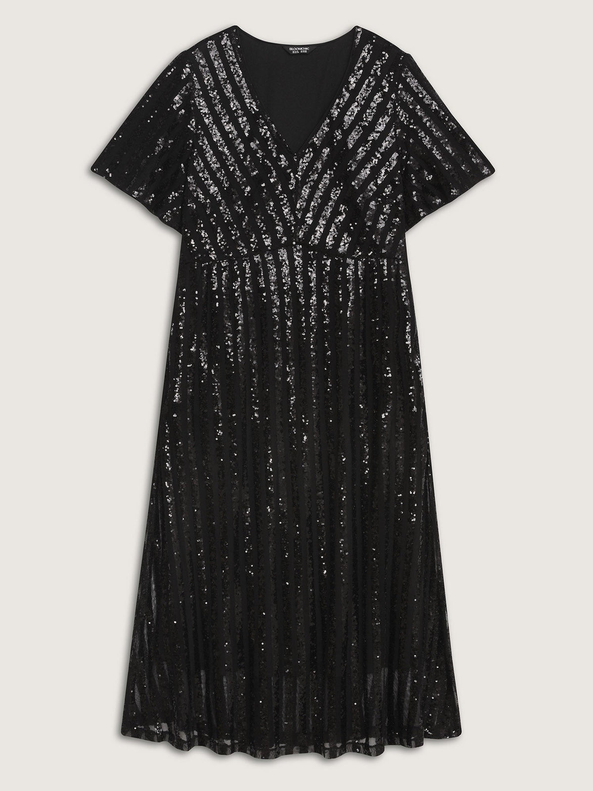 Shimmery Sequin V-Neck Midi Dress