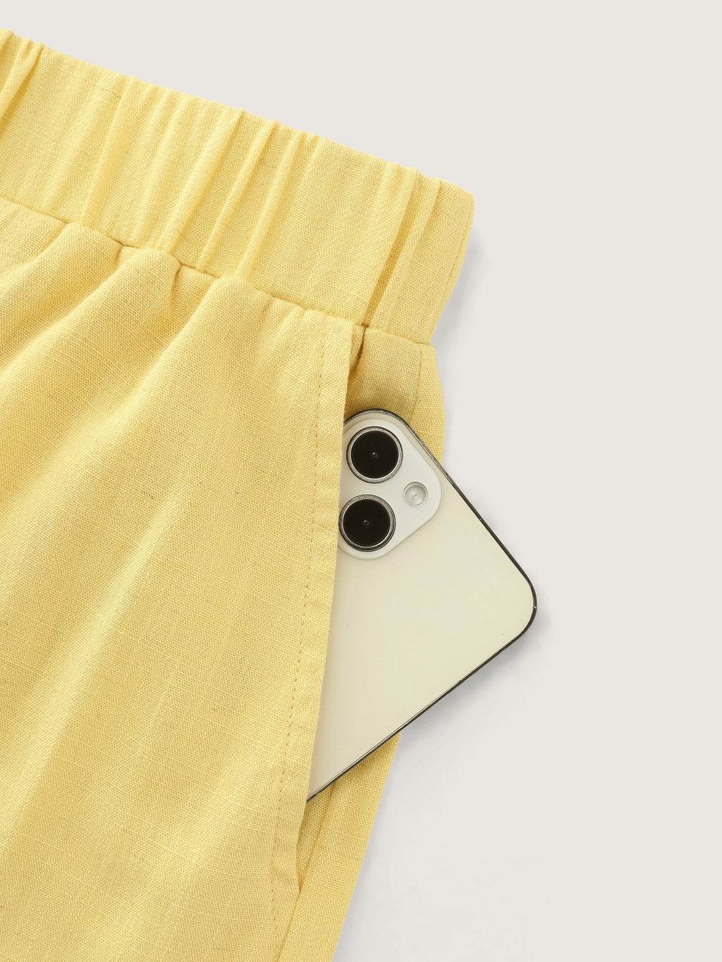 Linen Blend Button Detail Hem Split Sheer Pants