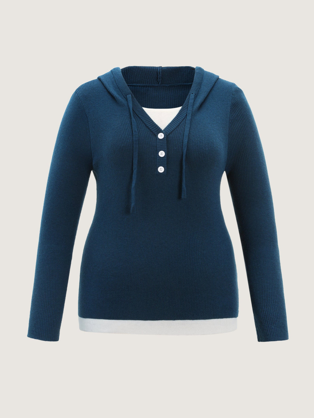 2-in-1 Button Hooded Pullover