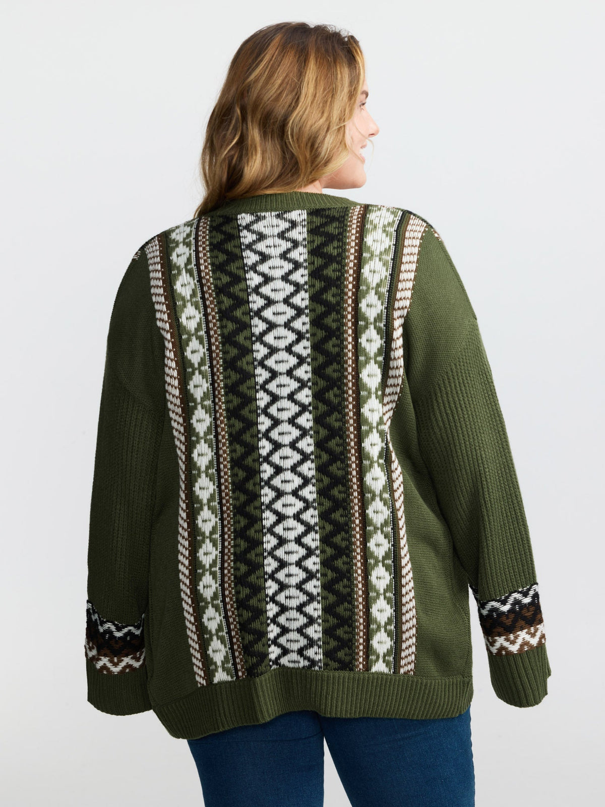 Textured Button-Front Straight Sleeve Knit Cardigan